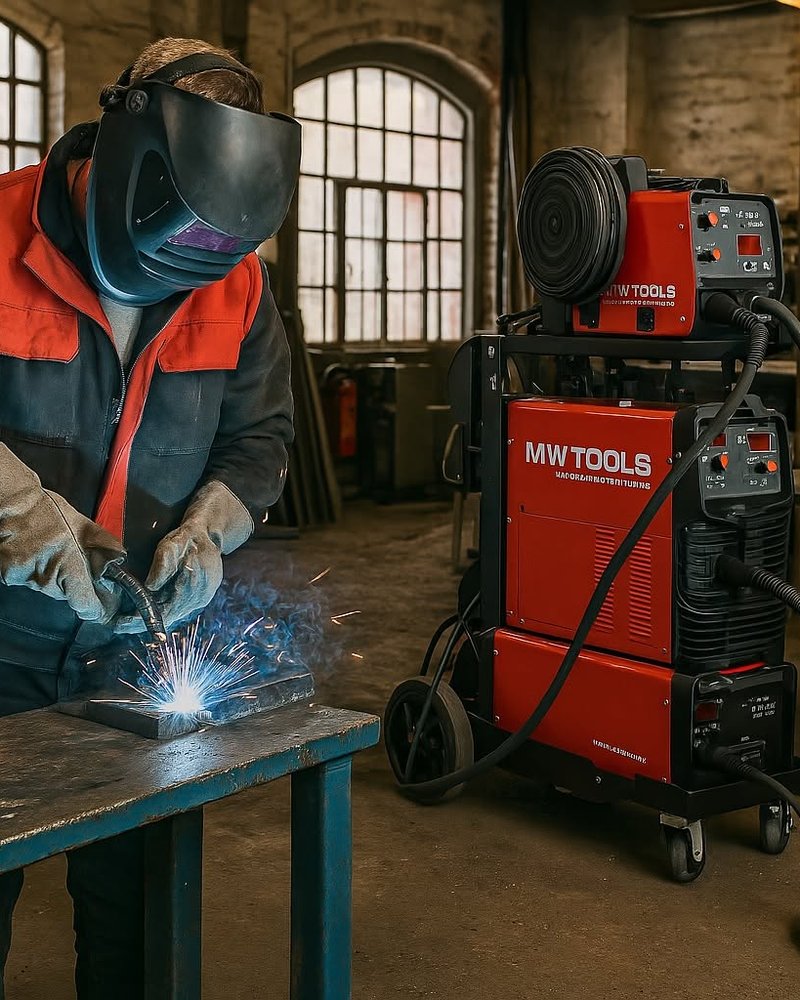 Professionnel au travail sur un poste à souder MW Tools